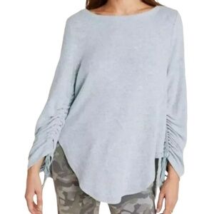 Saturday Sunday Anthropologie Light Blue Green Ruched Sleeve Top XL